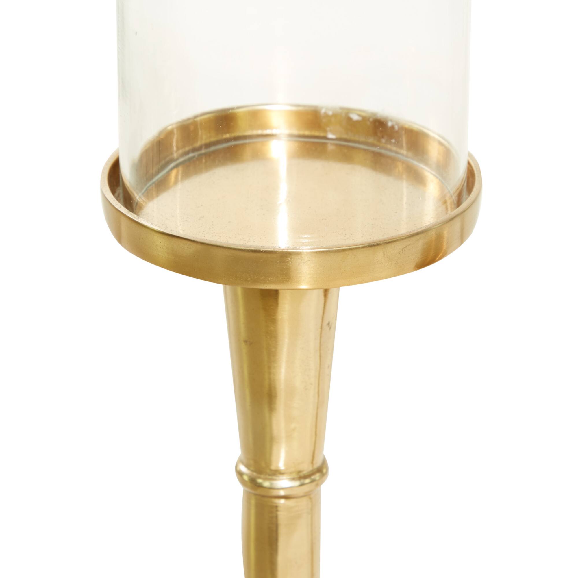 Gold Aluminum Traditional Candle Holder Set